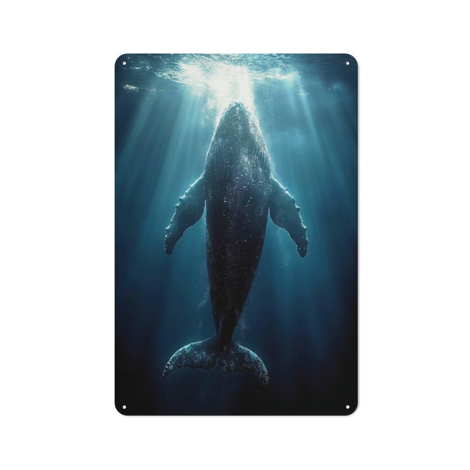 Junmoney Style-16 For Lounge Or Reading Corner, Humpback Whale In Ocean Depths Vintage Metal Sign 30X20cm, For Collectors Decorating Lounges And Reading Corners