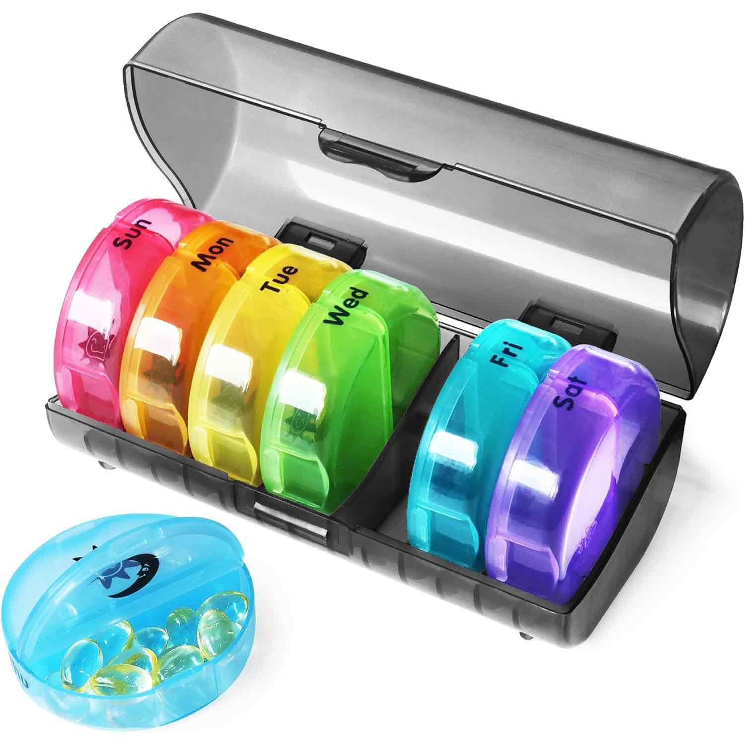 1 PCS Medicine Organizer, Pill Box For Daily Supplement Storage, Travel Pill Organizer With Secure Compartments, Pill Organizer 2 Times a Day, Daily Pill Box 7 Day-image-29