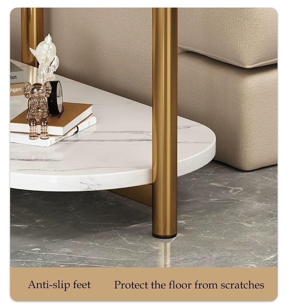 Stolik końcowy 3-poziomowy stolik nocny ze sztucznego marmuru - stylowa szara sofa stolik pomocniczy mały prostokątny stolik kawowy elegancki stolik nocny do salonu i sypialni