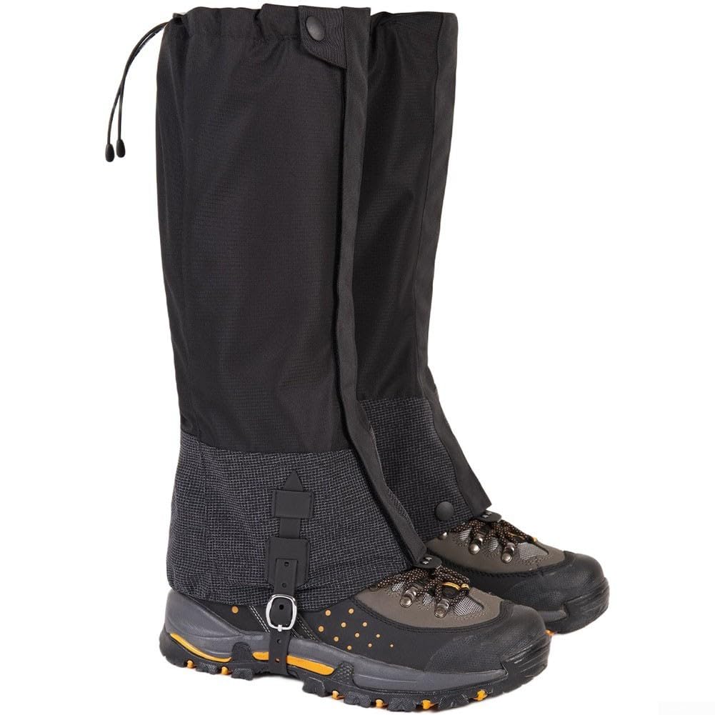 Ghette da trekking impermeabili per uomo e donna, leggere, con cinghia regolabile, per fango, pioggia, trekking, 40,5 cm, colore nero