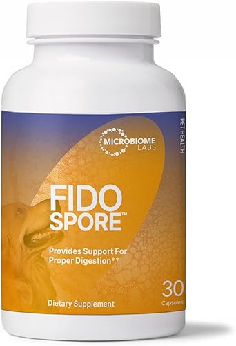 Microbiome Labs FidoSpore - Suplemento digestivo para perros y gatos, probiótico a base de esporas de Bacillus Subtilis para apoyar la digestión y