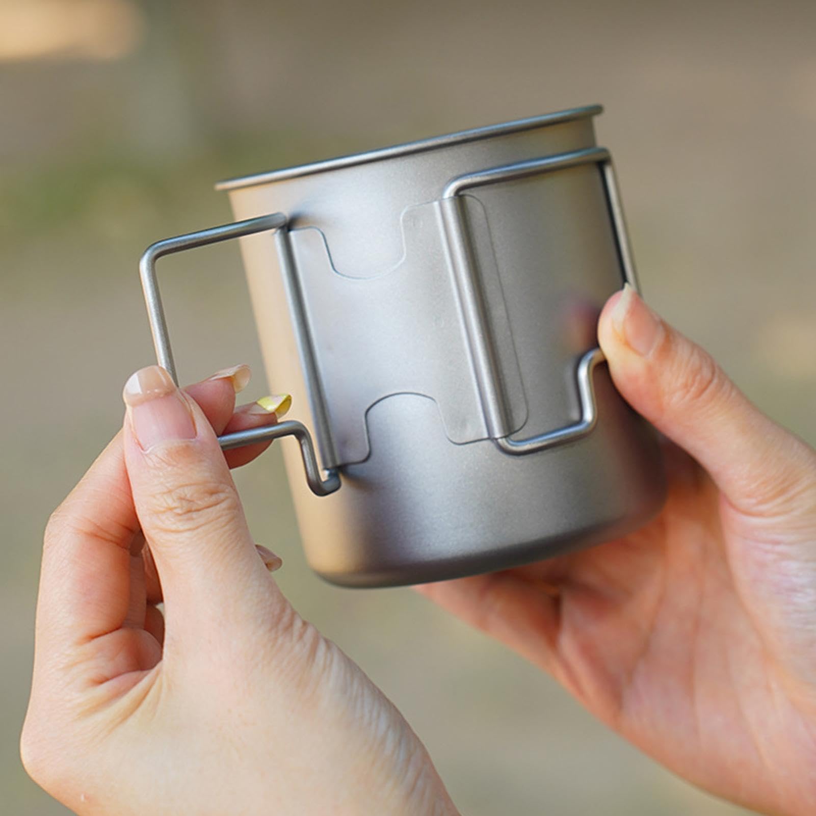 Gourde en titane - Bouilloire de camping de 420 ml | Poignée pliable