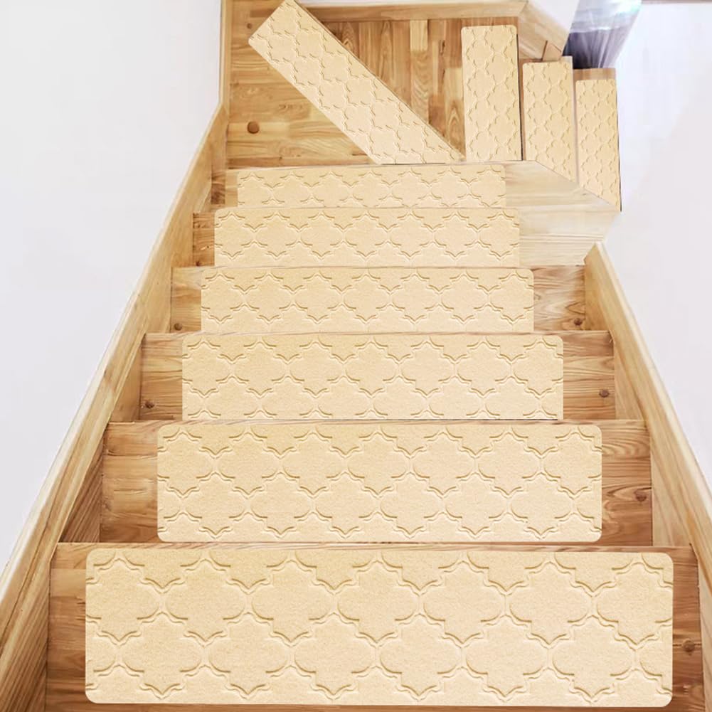 DFrywdgSEY Stair mats, set of 7, rectangular stair carpet, non-slip, modern for children, elders, pets(T)