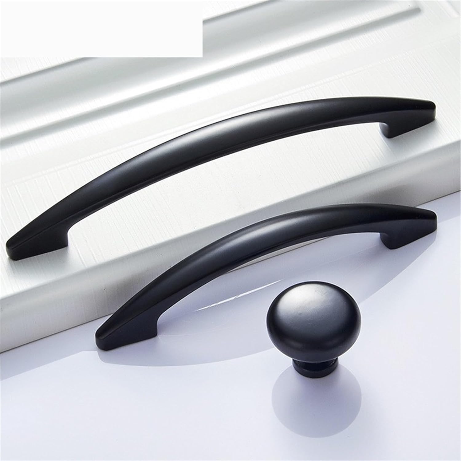 Furniture Handle Bright Chrome Handles Kitchen Cabinet Handles Solid Drawer Knobs Silver Cupboard Door Wardrobe Pulls 1Pcs(Matte Black)