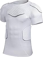 Eicolorte Men's Padded Football Shirt - Chest Rib Shoulder Elbow Protector Gear for Rugby Skiing Training