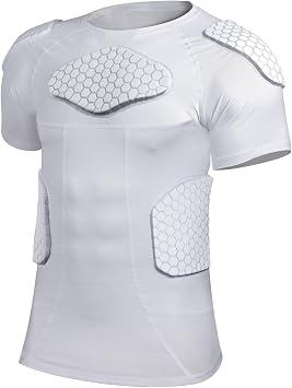 Eicolorte Men Padded Proctective Shirt Pads Chest Rib Protector Padded Football Shirt Protective Gear