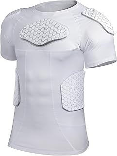 Eicolorte Men Padded Proctective Shirt Pads Chest Rib Protector Padded Football Shirt Protective Gear