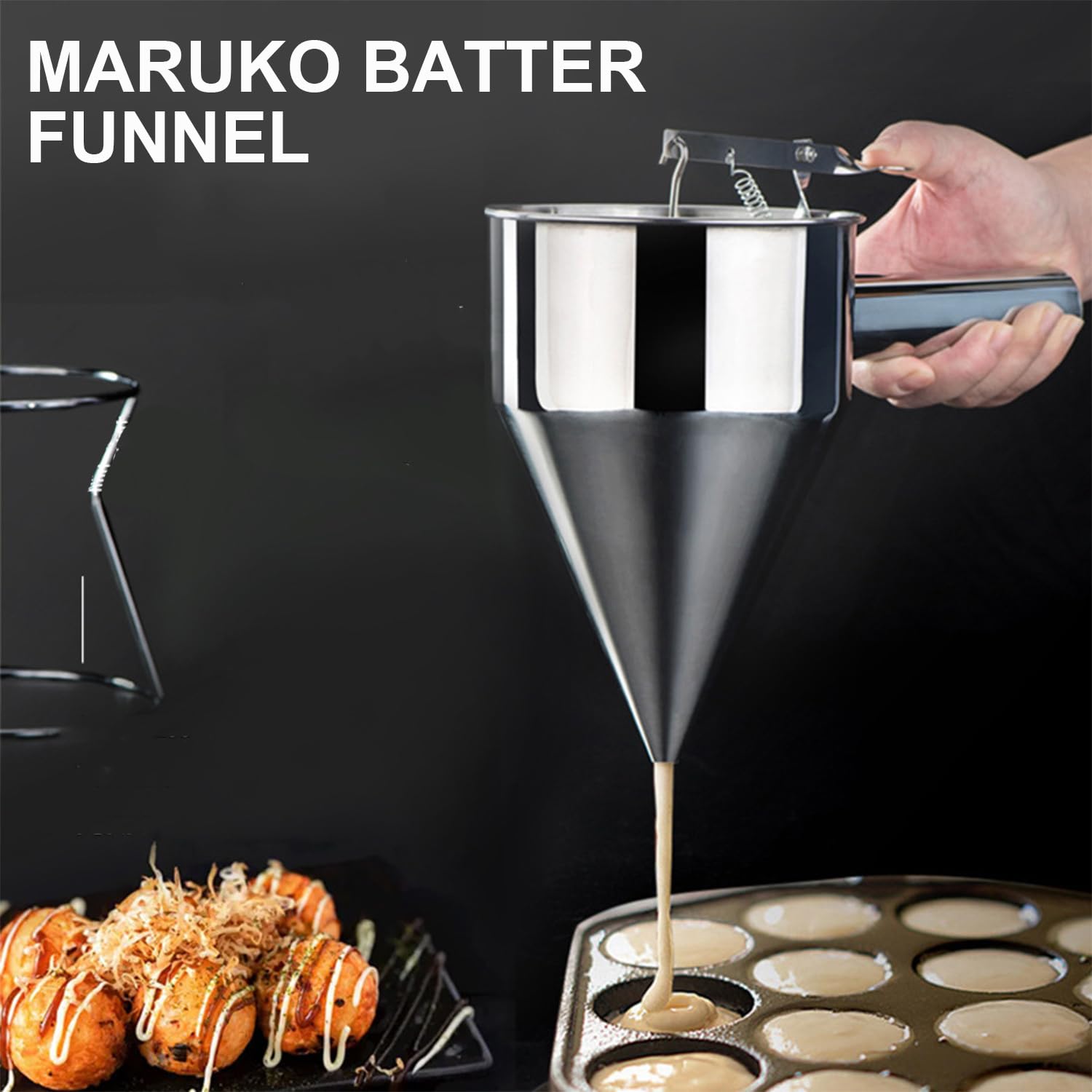 Dispenser per Pasta, Dispenser per Pasta per Pancake in Acciaio Inossidabile, Dispenser per Pasta, porzionatore per Pasta, Apertura di dosaggio in Acciaio Inossidabile da 1200 ml e 4X imbuti