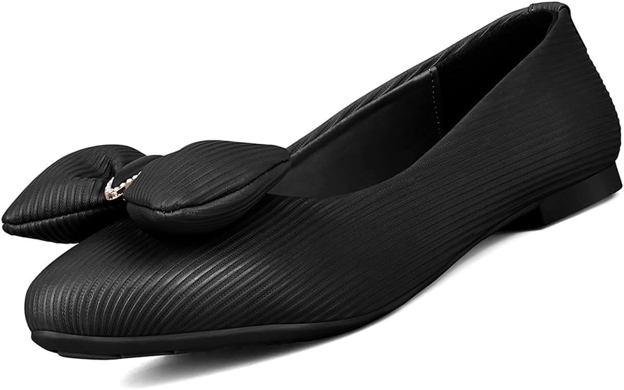 LOUIS STITCH Women’s Stylish Bow Ballerina Flats | Premium Closed-Toe Flat Sandals| Comfort Ballerina for Office & Everyday Style| LS-LDCF-010