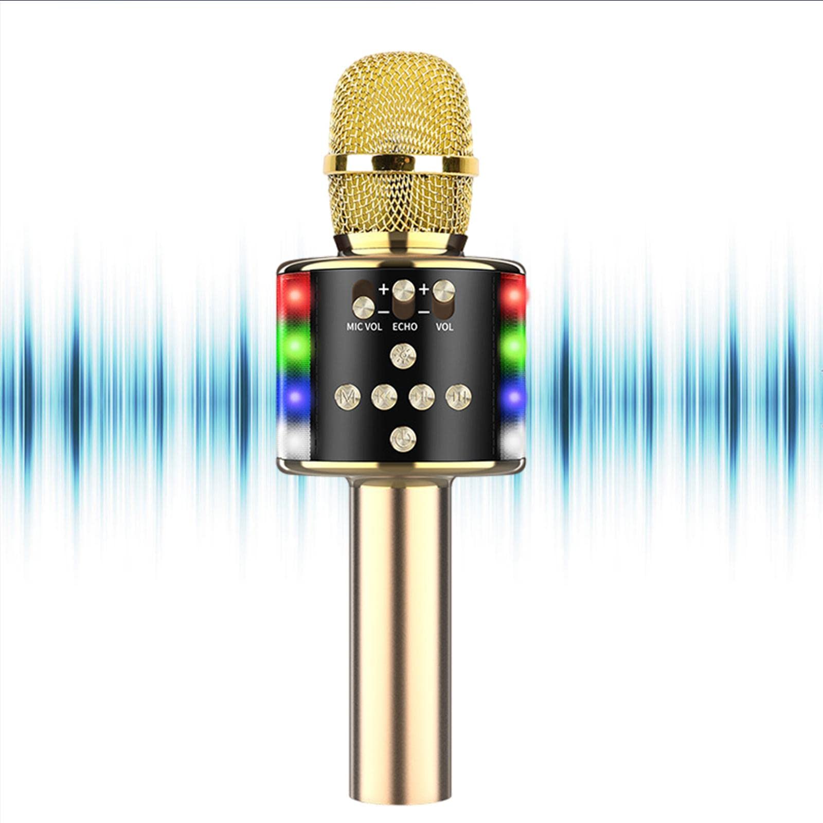 Karaoke - Microfono wireless con LED Dancing s, suono audio professionale e batteria a lunga durata, microfono portatile per feste in casa, bambini, ragazze, ragazzi, adulti, Bluetooth 4