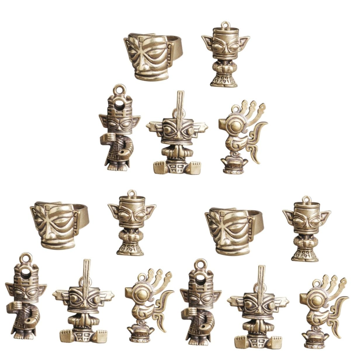 SHINEOFI 15stücke Vintage Messing Schlüsselanhänger Teiliges Schlüsselbund Ornament Für Kreative Handwerksprojekte Kleine Dekoration Glänzendes Design Und Ansprechende Form