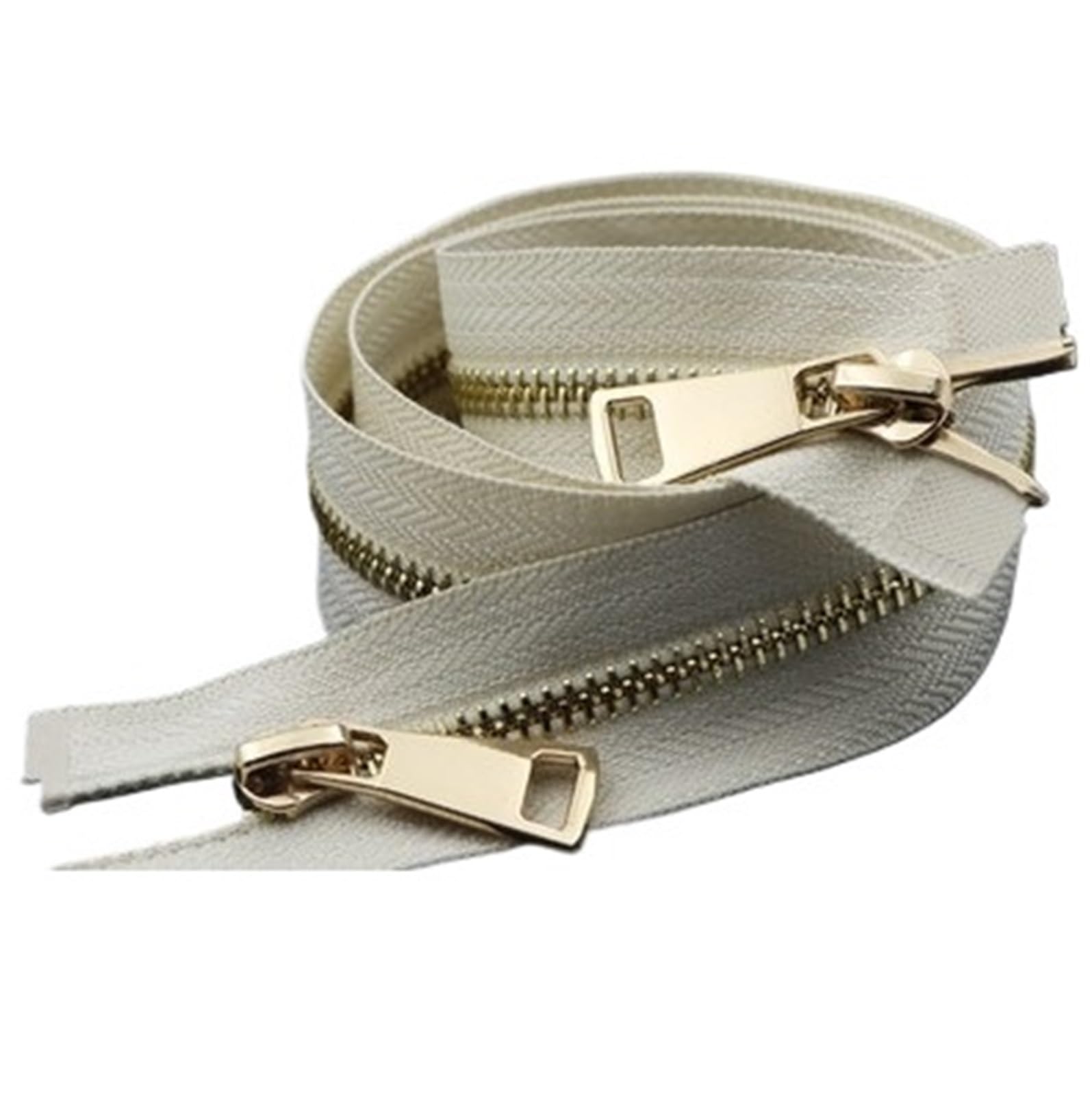 Two Way Separating Zipper, Two Way Separating Zipper Size 5 Multicolor 80cm Metal Gold Teeth Double Sliders(Beige)