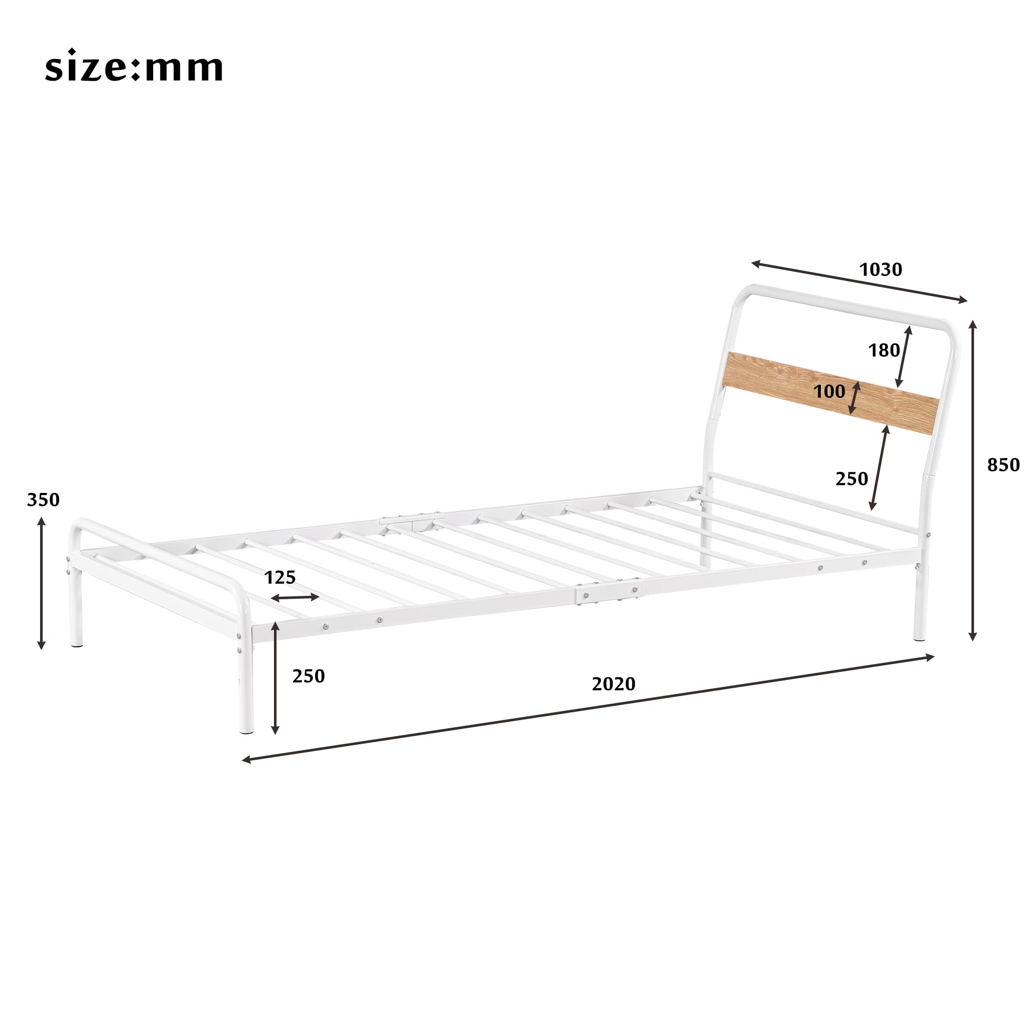 Amazon｜ベッド シングルベッド パイプ+木 メタル アイアンベッド 耐