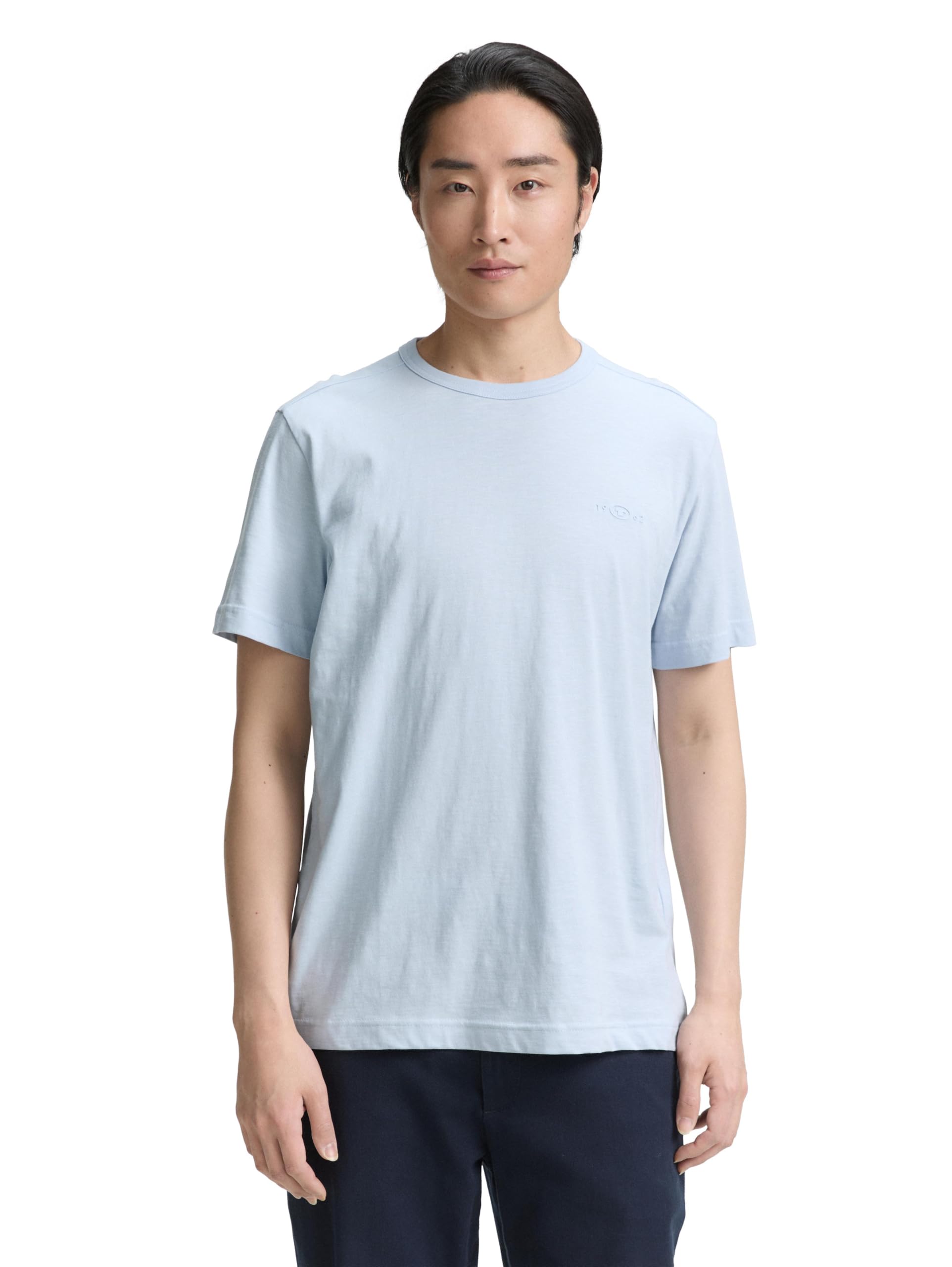 TOM TAILOR T-Shirt mit Brusttasche, Tarmac Grey White Injected, L