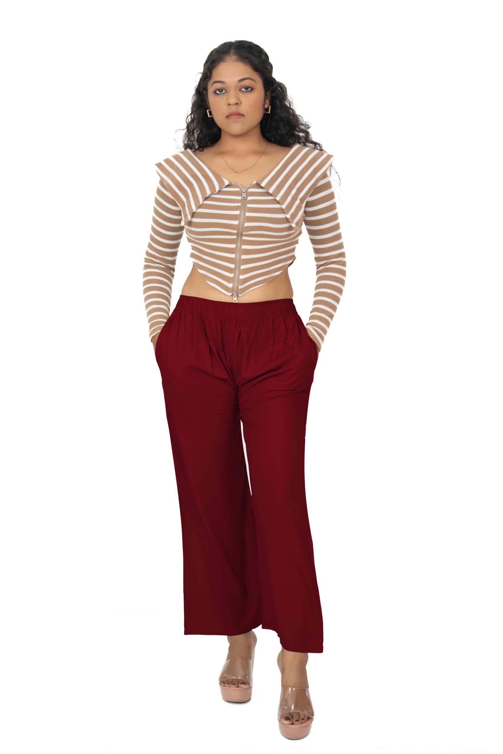 Women's Plus Size Premium Rayon Straight Fit Palazzo Pants with Pockets | Elastic Waist | Casual Daily & Office Wear Bottom Wear for Kurtis (2XL to 7XL)-picture-14