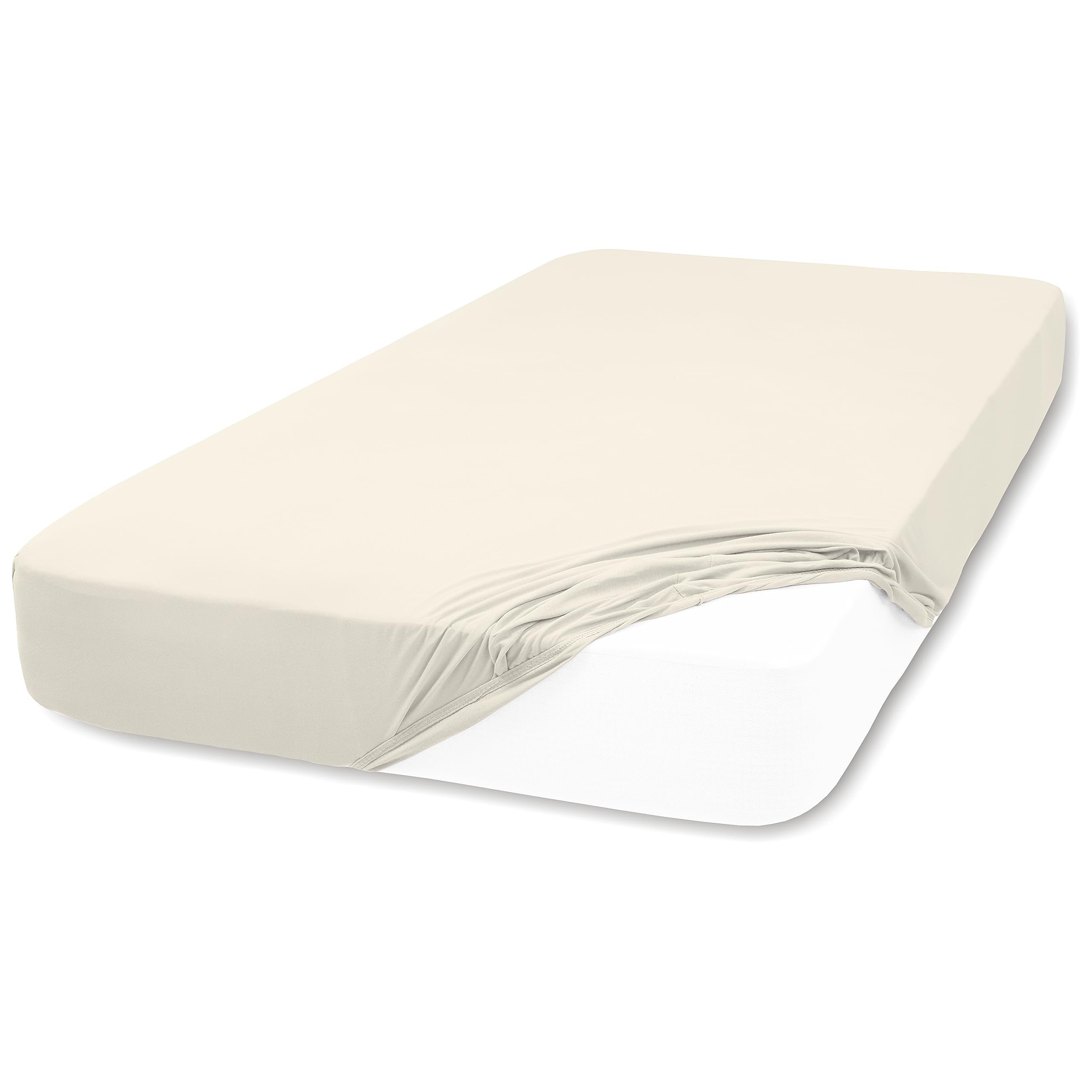 Amigozone Cream Plain Pollycotton Fitted Sheet Bunk Bed Small Single Fitted Sheet, Bunk Bed (76 X 190Cm)