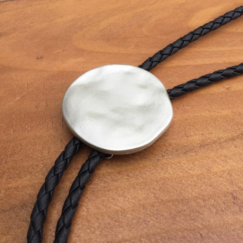 Mother-of-Pearl Bolo Tie for Men Women, Iridescent White Oval Medallion, Classic Western Faux Leather Cord Necktie