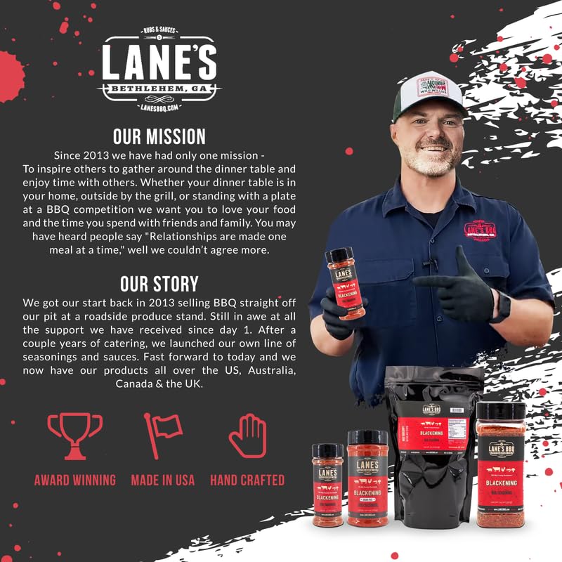 Miniatura 8 de Lane's Condimento ennegrecedor  Condimento ennegrecido totalmente natural de primera calidad para pescado, pollo y carne de res, sabor cajún audaz