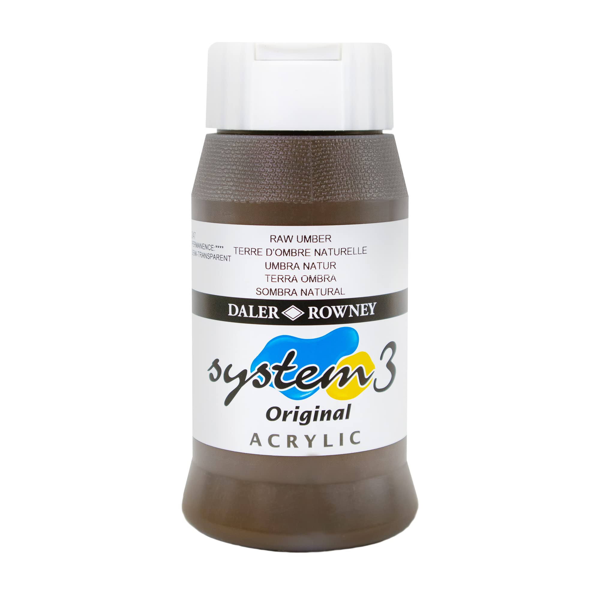 Daler-Rowney System3 Acrylic Paint, Plastic Pot, 16.91oz - 500 ml, Raw Umber