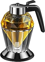 Glass Honey Dispenser 200ml with Stand Dispenser for Syrup Olive Oil Vinegar Diamond Shaped Dispenser Bottle Honey Pot Maple Syrup Dispenser Kitchen Accessories