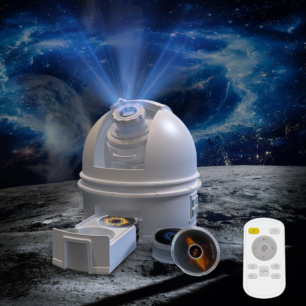 AONESY Galaxy Projector, 12 in 1 HD Planetarium Galaxy Star Projector for Bedroom, Star Projector Galaxy Light with Timer & Speaker, 12 Planet Milky Way Discs, 8 White Noises