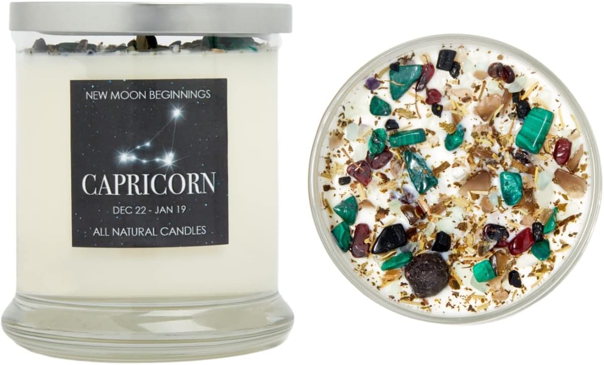 Capricorn Zodiac Candle (Dec. 22 - Jan. 19) - Soy Candle - All Natural Aromatherapy Candle - Capricorn Horoscope Candle - 12 oz Glass Jar