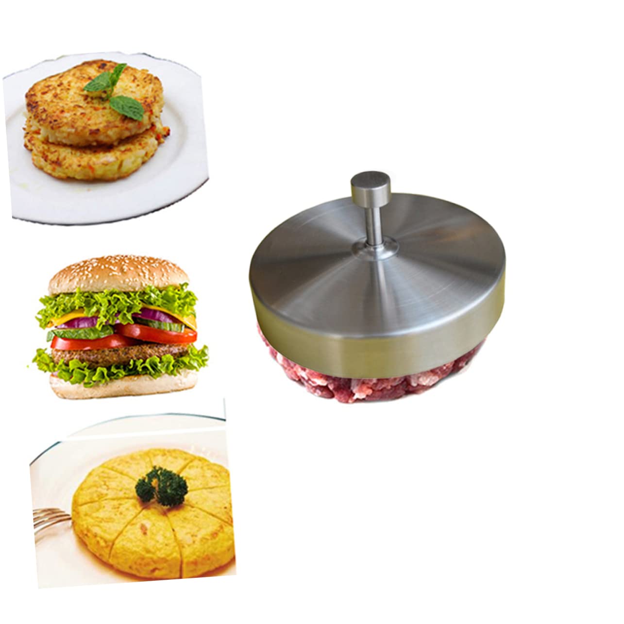 Kisangel 2pcs 9.5cm Round Shape Beef Press Non-Stick Surface Rustproof Kitchen Tool Meat Burger Press