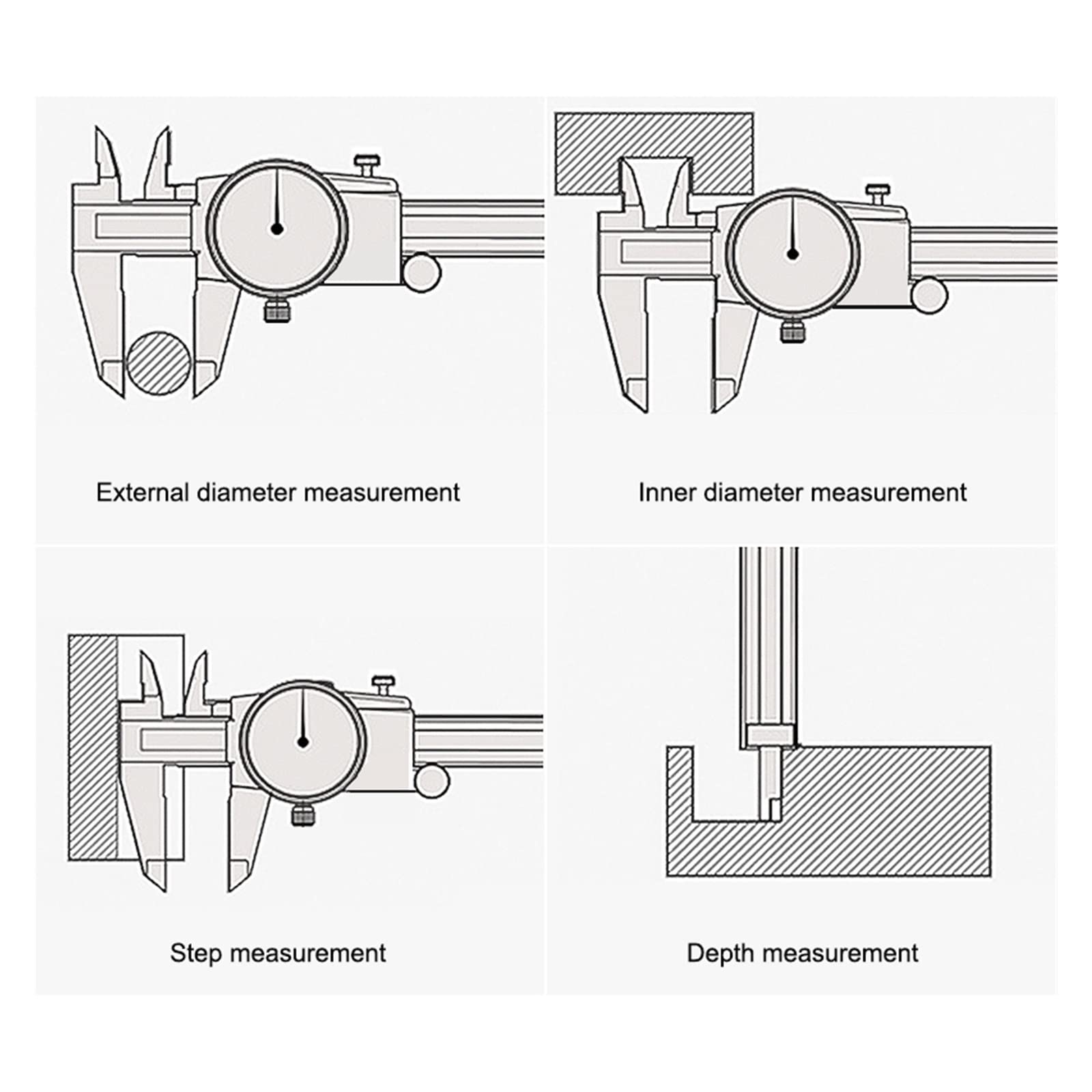 Calibradores De Dial Doble Vía A Prueba Golpes Alta Precisión 0,01mm, Herramienta Medición Vernier Diámetro Altura 300mm NíTido Y FáCil De Leer(Model B 0-200mm)