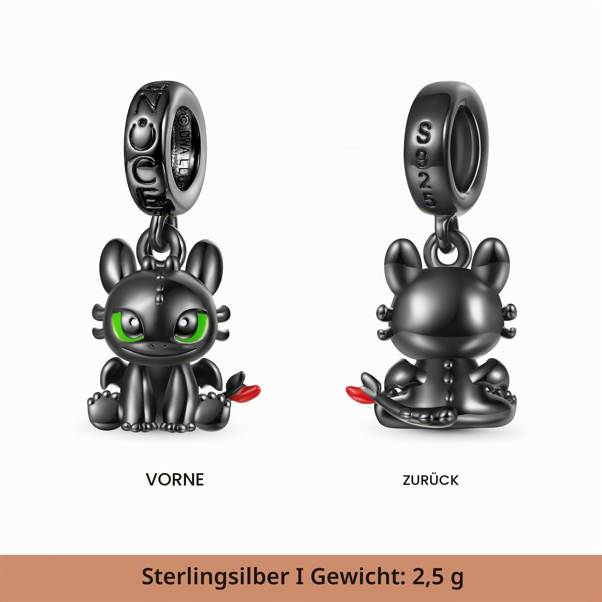GNOCE How to Train Your Dragon Anhänger Dangle Charms Toothless&Light Fury Dragon Charms 925 Sterling Silber Anhänger Charms Fit Armband/Halskette Schmuck Geschenk für Frauen Ehefrau