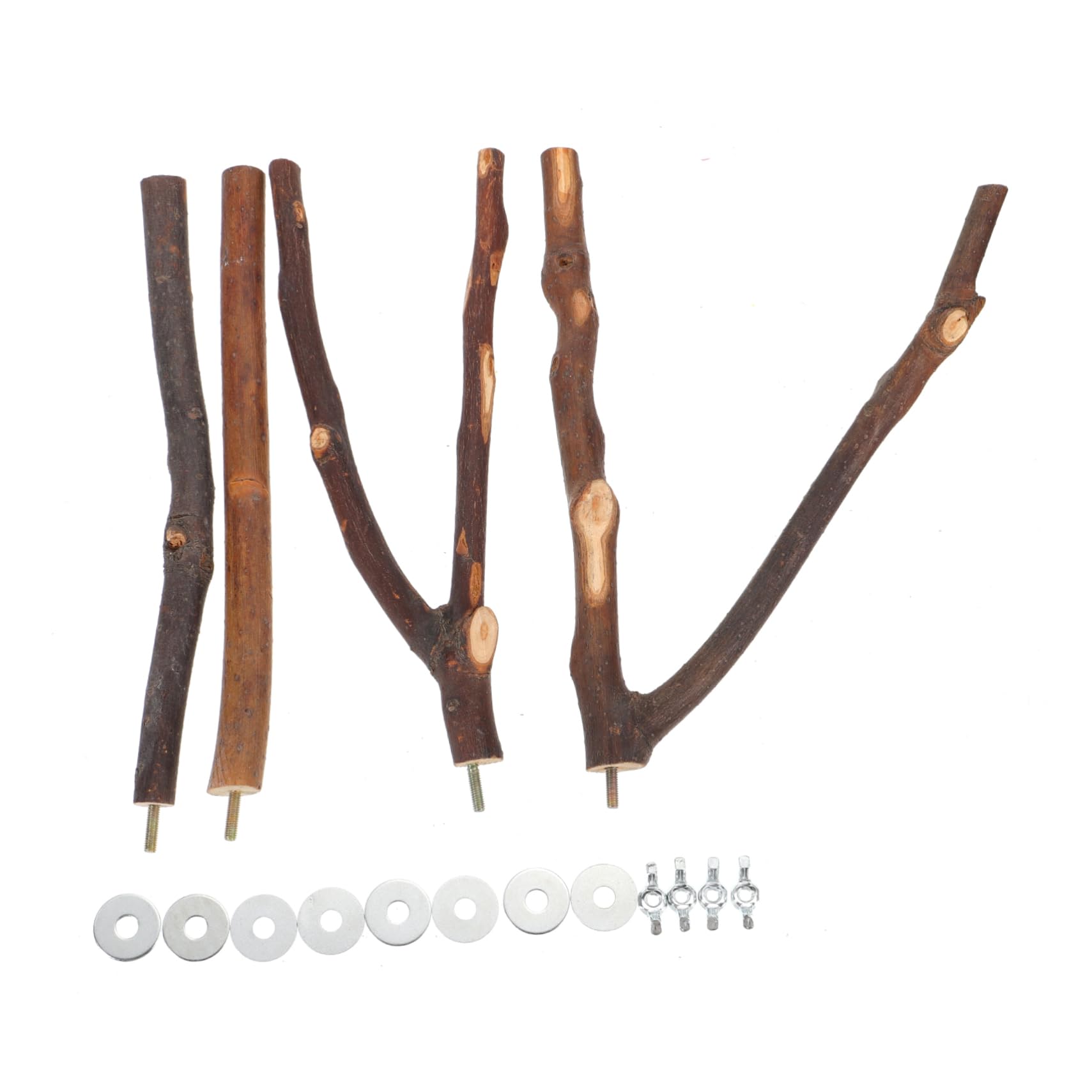Milisten 4Pcs Bird Perch Stand Natural Wood Climbing Branch for Parakeets and Parrots Chewing for Budgies and Lovebirds Bird Cage Accessories