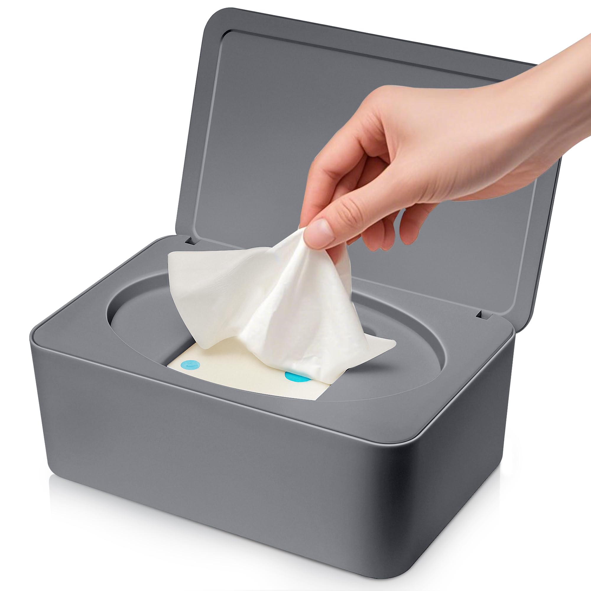 Versiegelte Feuchttücher Box mit großem Volumen Staubschutz Grau Baby Feuchttücherbox für feuchte Tücher Toilettenpapier Taschentücher im Badezimmer Wohnzimmer