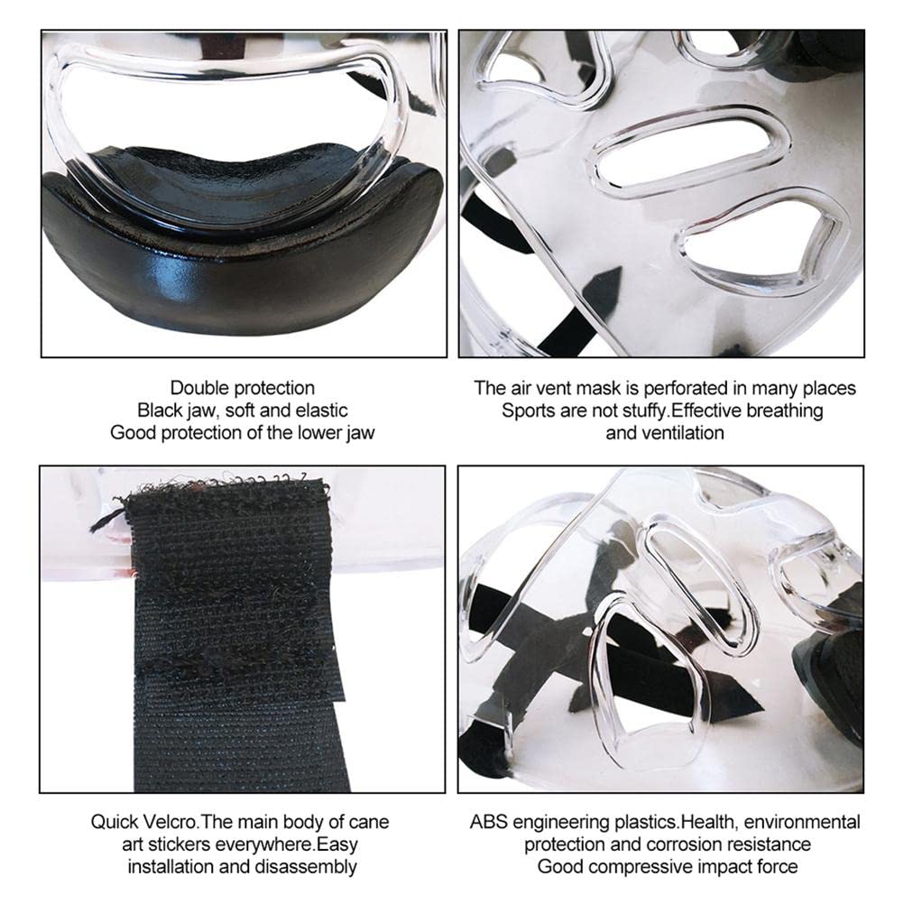 Deevoka Taekwondo Transparent Masque de protection amovible pour arts martiaux, sanda, karaté, sparring, boxe, enfants