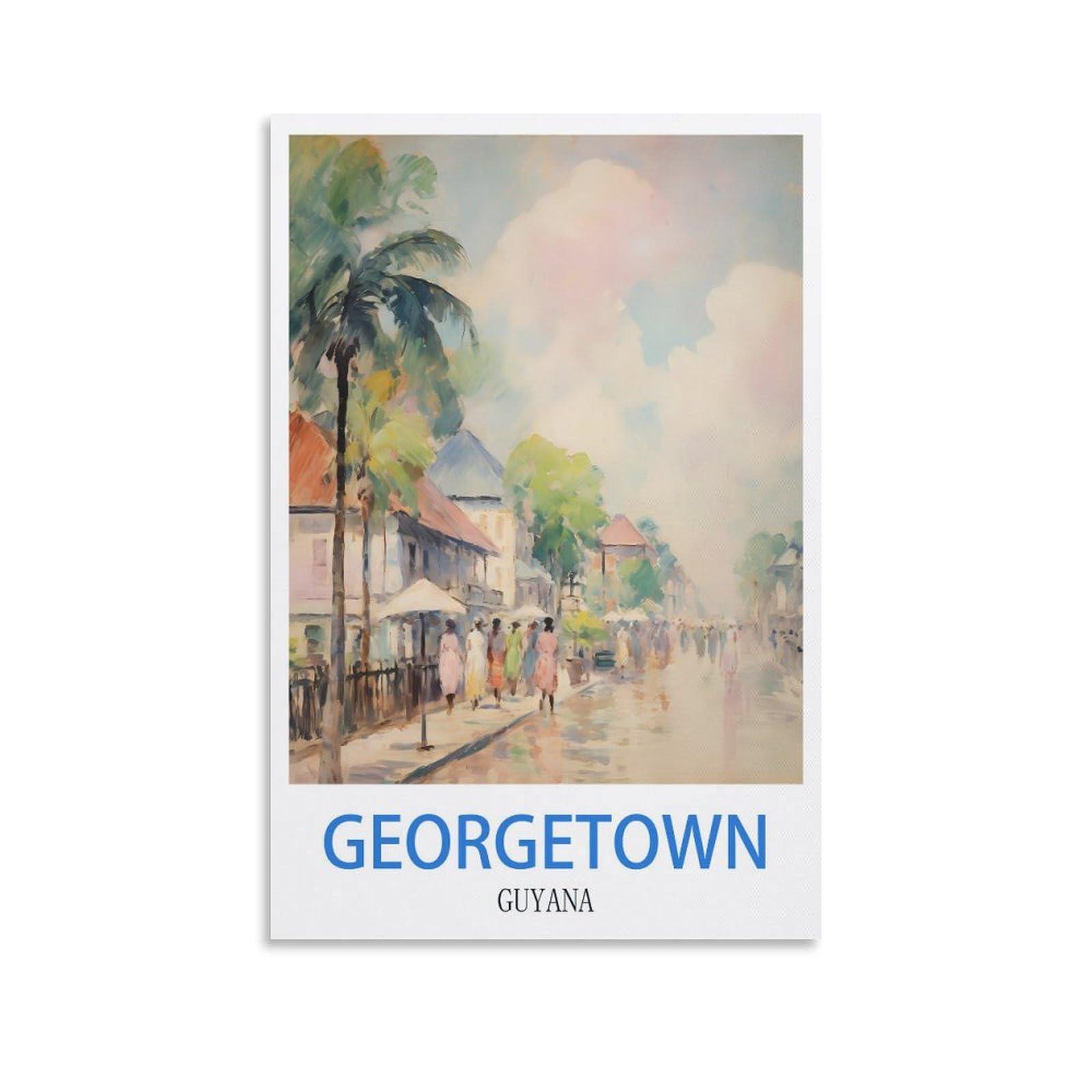 Lnmnjesg Unframe-Style Georgetown Guyana Vintage Travel Posters 08X12inch(20X30cm) Canvas Painting Wall Art, Wall Decor Pictures Prints For Living Room Bedroom