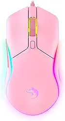 Mouse Gamer Rosa LED RGB 8000DPI com Software Programável Sensor Gamer Profissional Fade Fofinho Feminino Presente Ozzix