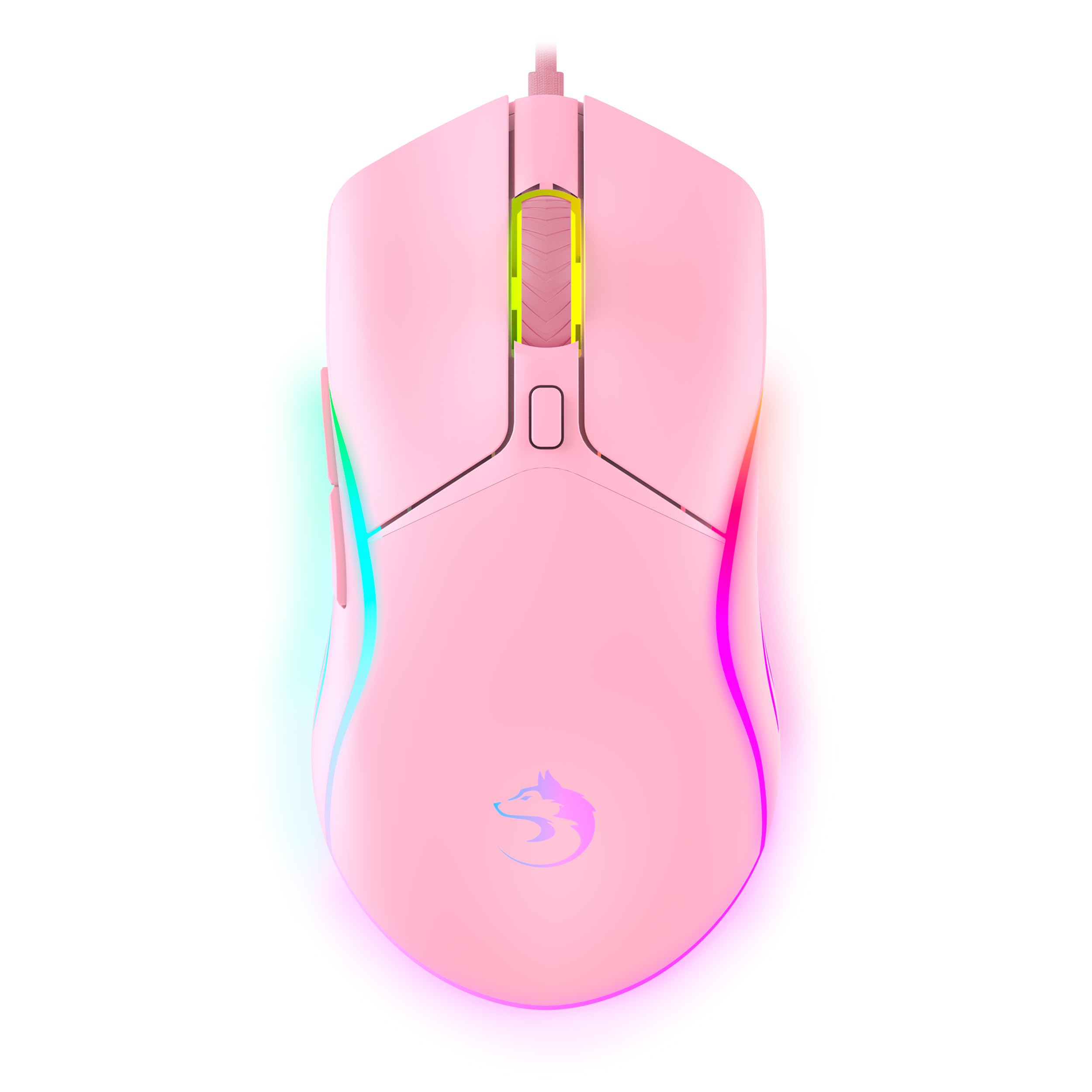 Mouse Gamer Rosa LED RGB 8000DPI com Software Programável Sensor Gamer Profissional Fade Fofinho Feminino Presente Ozzix