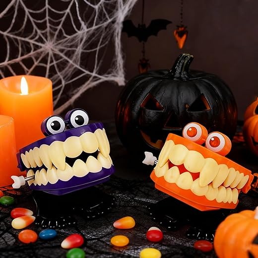 2 PCS Wind Up Teeth Collectibles, Mechanical Motion Novelties with Chattering Action for Party Entertainment and Display