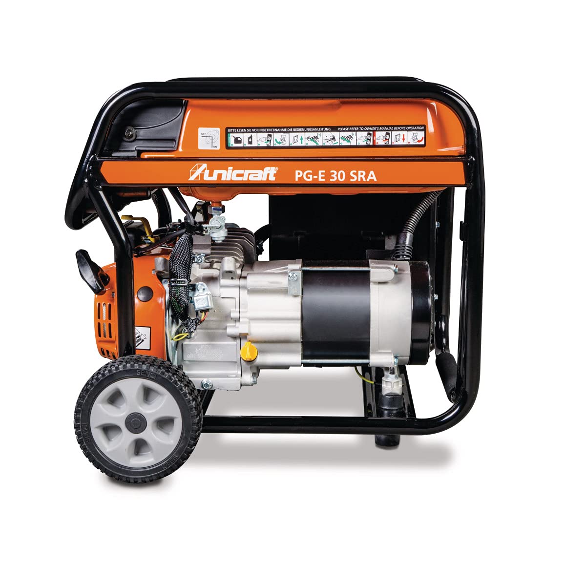 Unicraft Synchron Stromerzeuger PG-E 30 SRA (Benzin-Motor, 2x 230V Schuko, Leistungsfaktor 0,9 Cos ɸ, 3-fache Nennleistung, mit Kupferwicklungen) 6706030