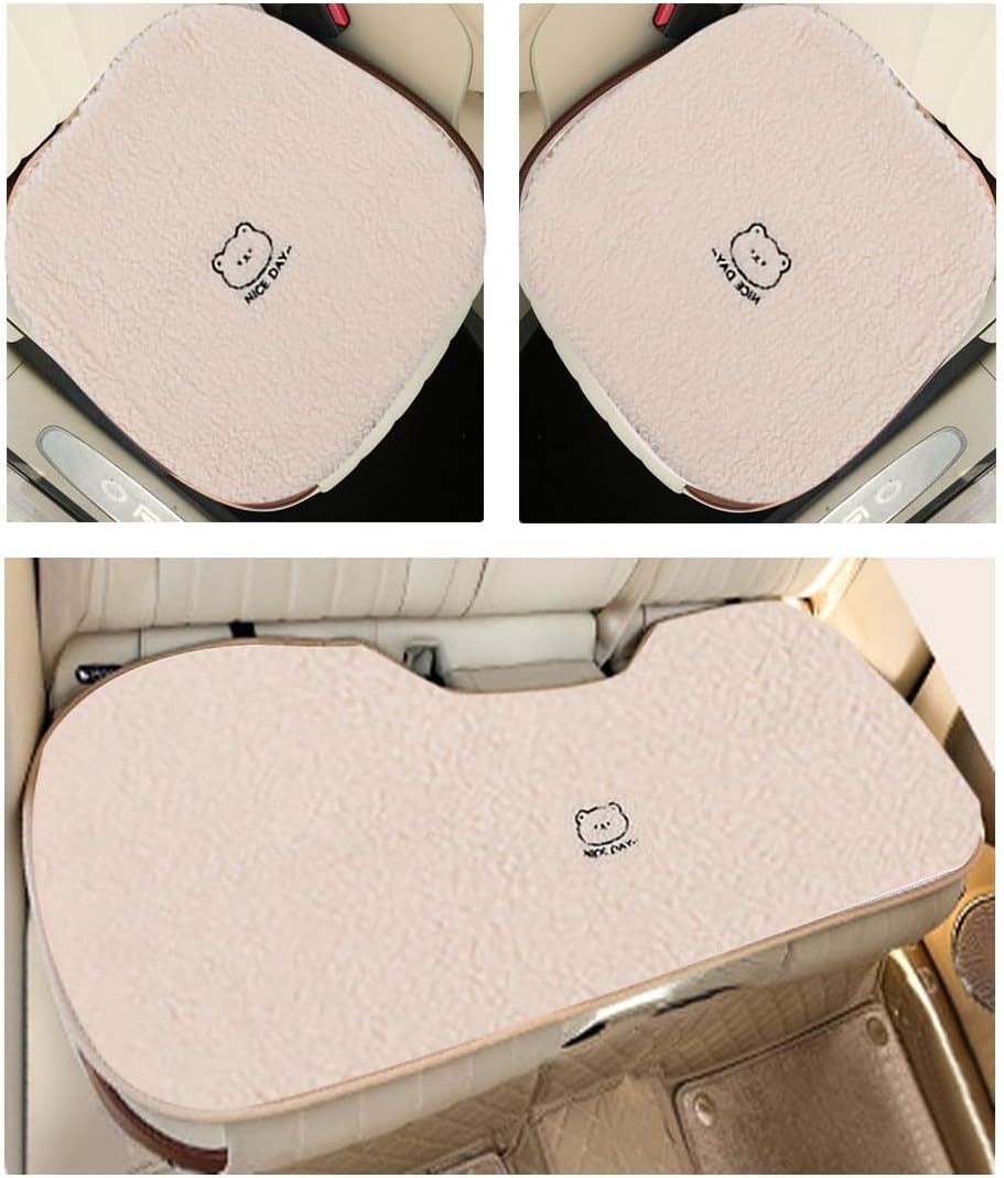 acdiac Universal Cute Bunny/Bear Car Seat Cover Cushion Fuzzy Cozy Cartoon Auto seat Pads (Bear, 3pcs/seat)
