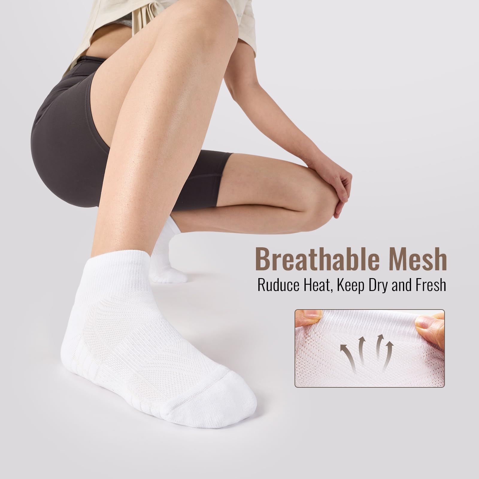 SukModen Ankle Running Socks Womens, 6/12 Pairs Cushioned Athletic Sport Quarter Socks Moisture Wicking Light Compression - 5