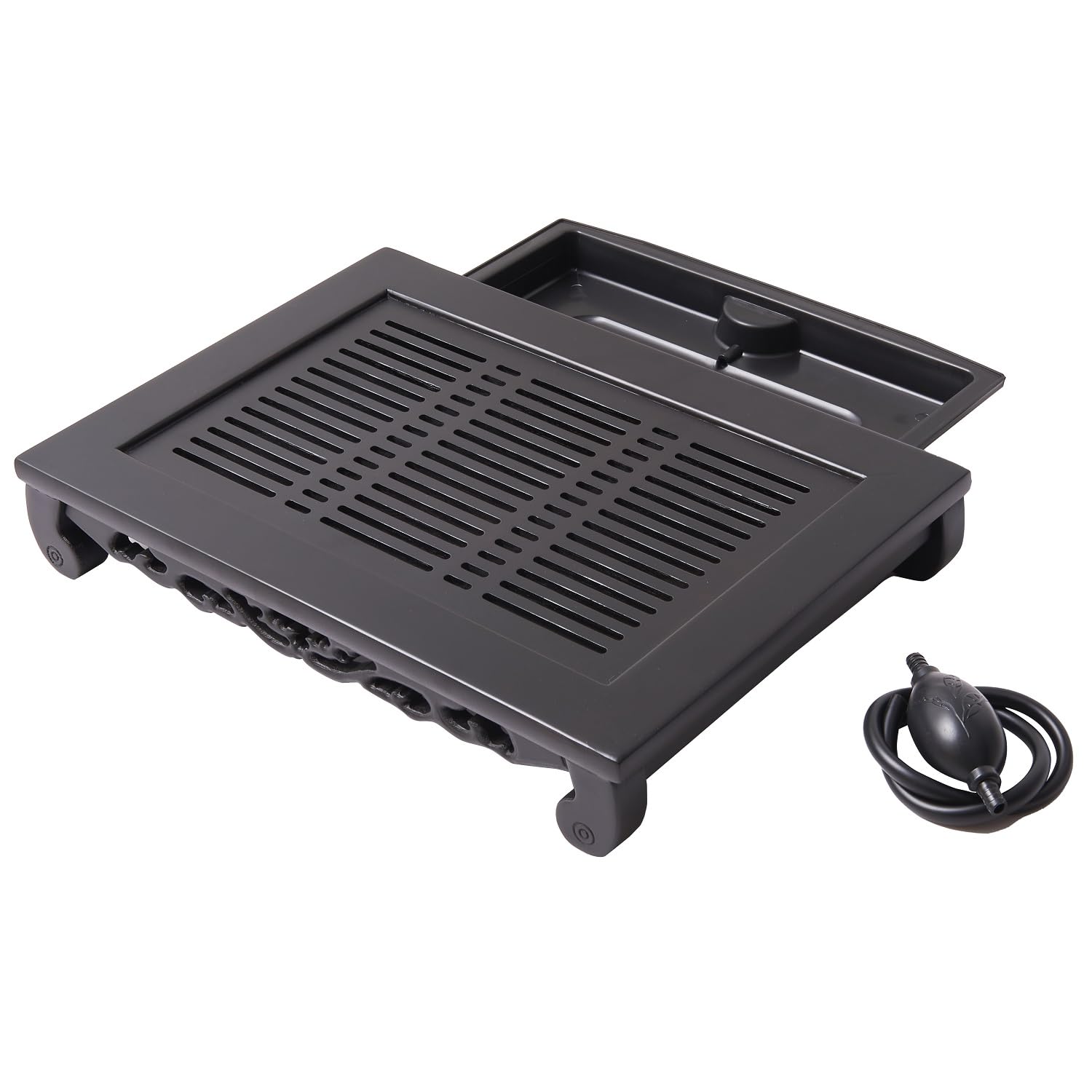 ZPGXLRZ Bamboo Tea Tray Chinese Gongfu Tea Table with Drawer Type Large Capacity Drainage and Storage Water Tea Serving Tray ?Brown Black?