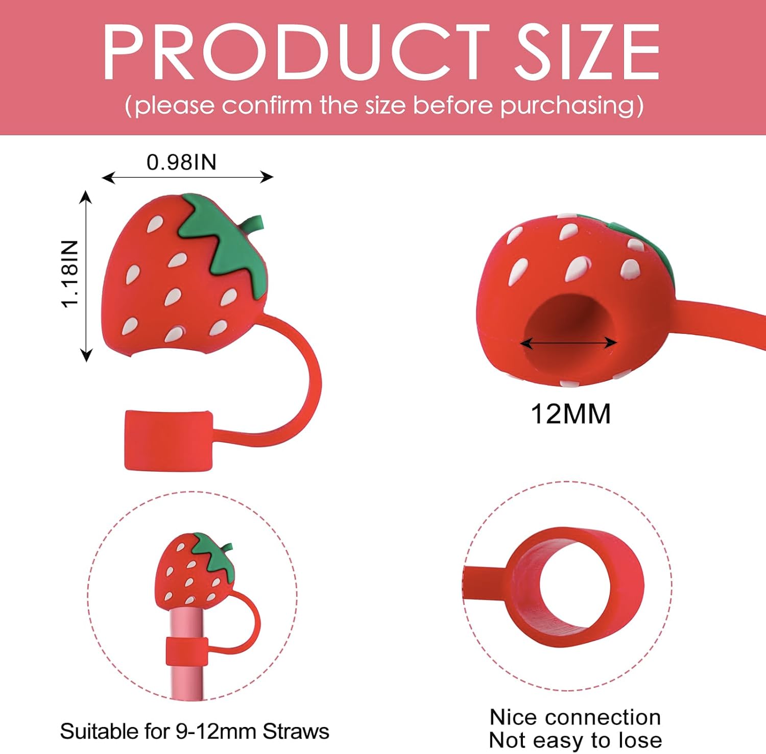 Straw Cover for Brumate Era 40 oz/30 oz Tumbler, 12mm Straw Cover Cap for Brumate Era 40 oz Accessories - 6Pcs