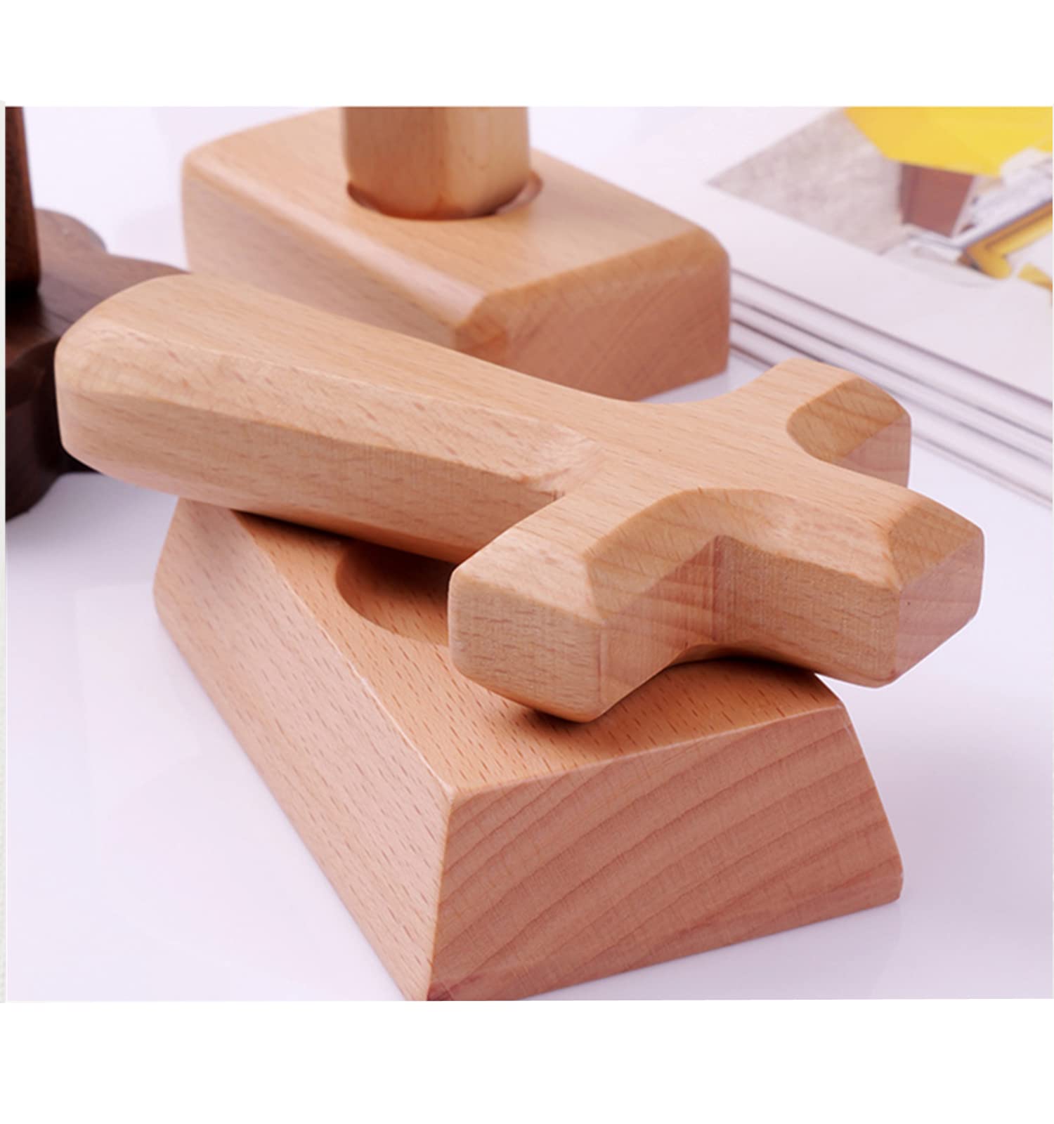 NEWOTE Wooden Standing Cross Statue & Figurine for Table Decoration Home Office Decor Church Religious (Square Head)