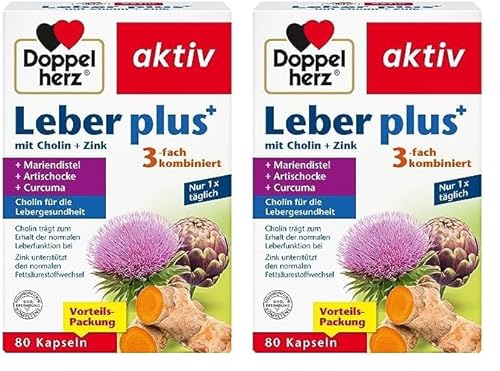Doppelherz Leber plus – Mit Cholin als Beitrag zum Erhalt der normalen Leberfunktion sowie eines normalen Fettstoffwechsels – 80 Kapseln (Packung mit 2)