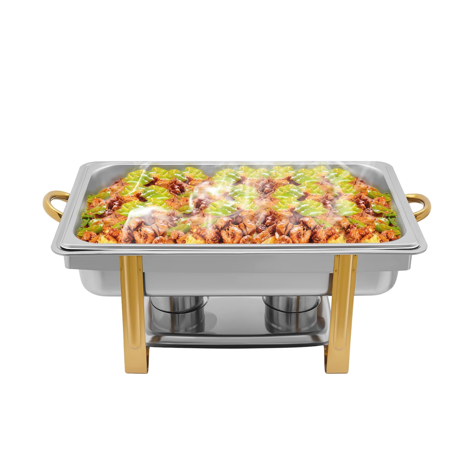 Gbonklong Gbonklong Chafing Dishes for Buffet, 9L Stainless Steel Chafing Dishes Buffet Set, Chafers and Buffet for Food Warmer, Trays Pan with Frame Stand, for Kitchen, Party