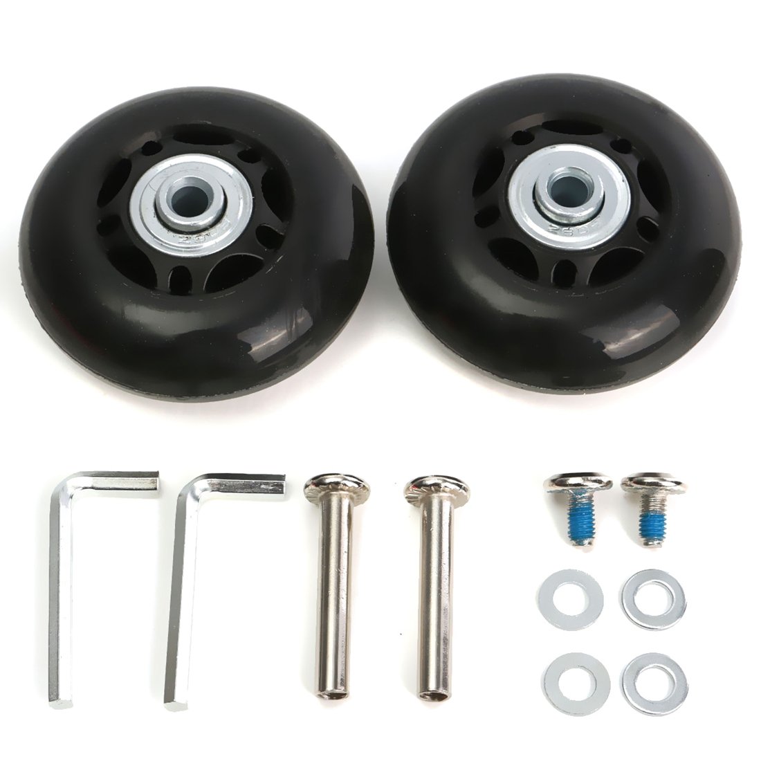 Kit Ricambio Ruote Valigia - 4 Ruote In Gomma 50x11 Mm, Assi 40 E 45 Mm, Universali