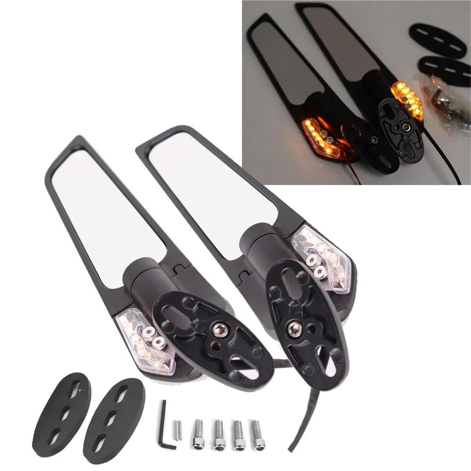 Espejo retrovisor de motocicleta giratorio y ajustable para Kawasaki Ninja 250 300 400 650