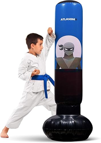 Saco de boxeo inflable para niños - bolsa de boxeo ninja de pie con rebote inmediato para practicar karate taekwondo MMA y aliviar la energĂa Saco de boxeo inflable para niños - bolsa de boxeo ninja de pie con rebote inmediato para practicar karate taekwondo MMA y aliviar la energĂa