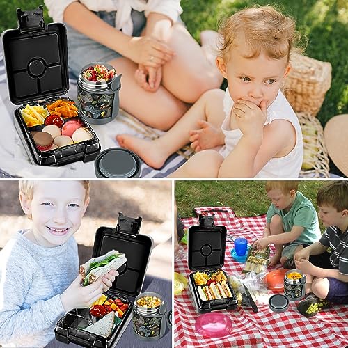 Conjunto de lancheira Bento para crianças com garrafa térmica de sopa de 290 ml, recipientes à prova