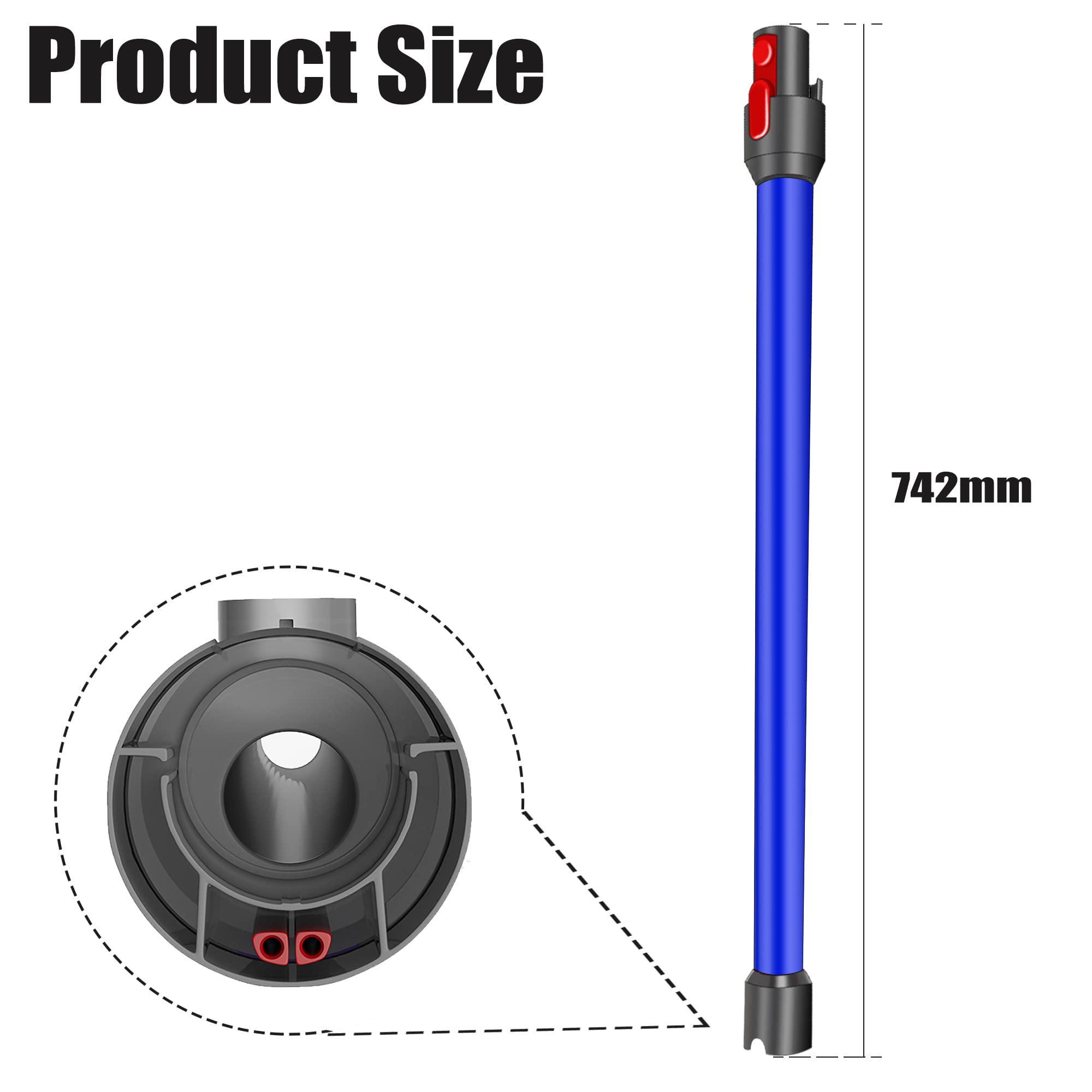 Italdos Tubo Telescopico Asta Rigida Prolunga compatibile per Dyson V11 V10 V15 V8 V7 Lunghezza 73cm Tubo a Sgancio Rapido - Blu