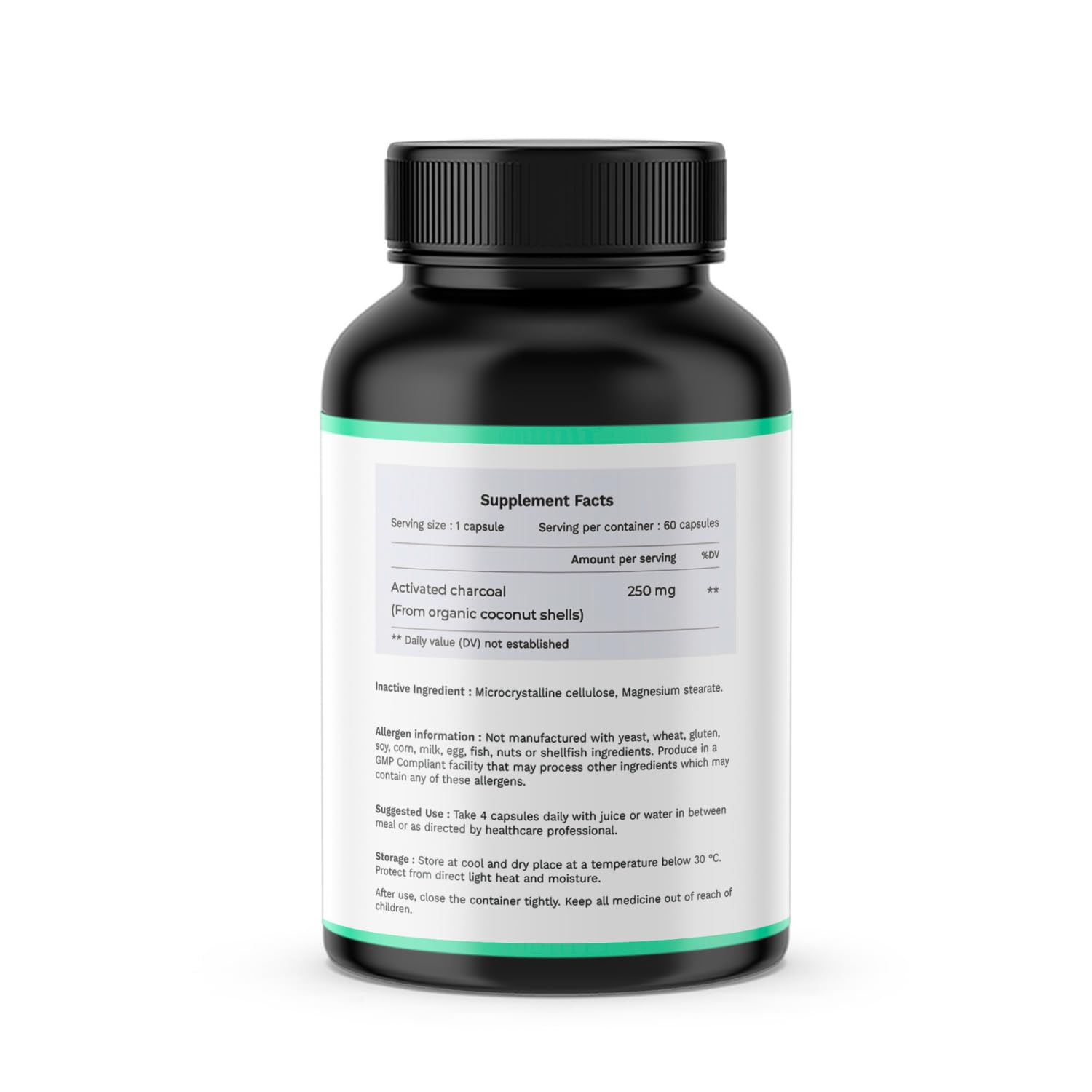 HEALPURE NUTRACEUTICAL Activated Charcoal 250 Mg - (60 Capsules) 1
